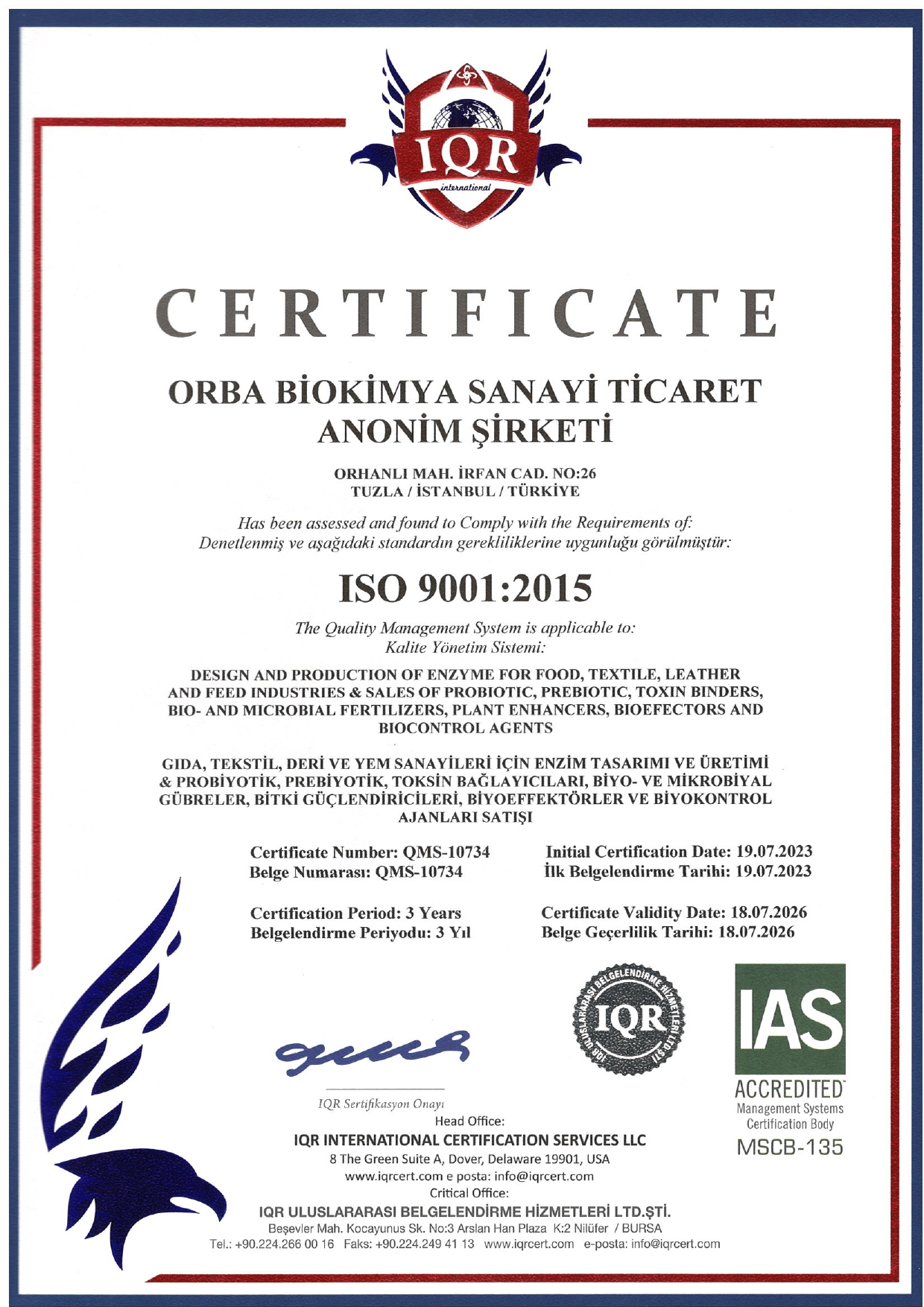 Orba-ISO 900-Certifications